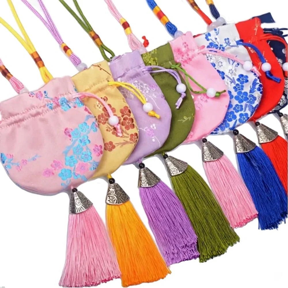 One Small Draw String Purse - Gift Bag - Sachet Bag with Tassel (u choose color)